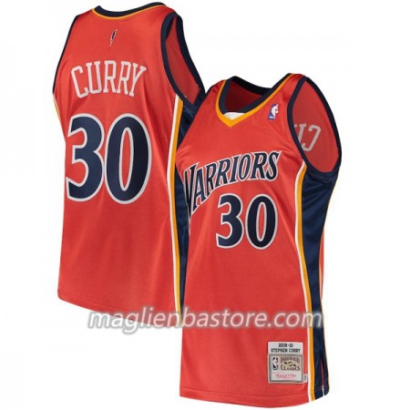 Maglia NBA Golden State Warriors Stephen Curry 30 Hardwood Classics Arancione Swingman - Uomo